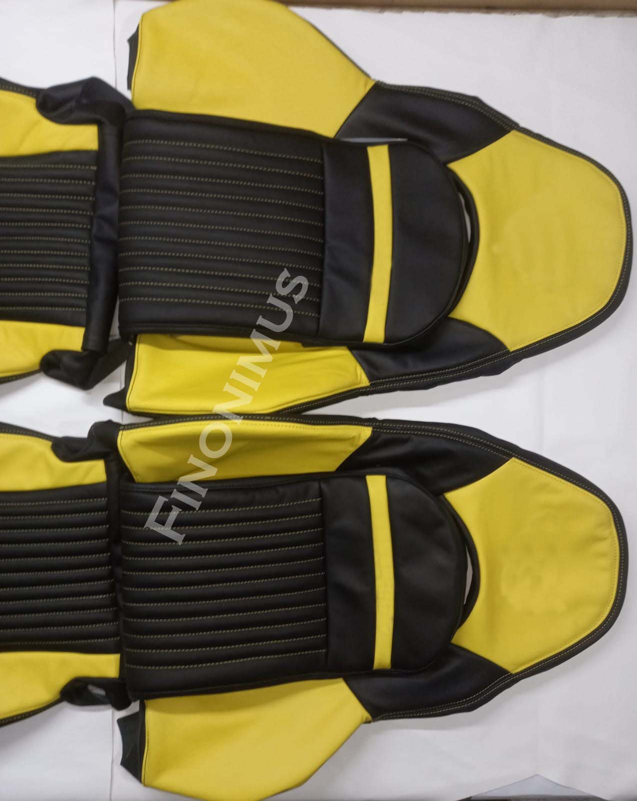 Fit for C5 Corvette Sports seat cover Genuine Leather ; Velocity Yellow / Black (Year 1997 to 2004) - Custom Order with Centre Console.