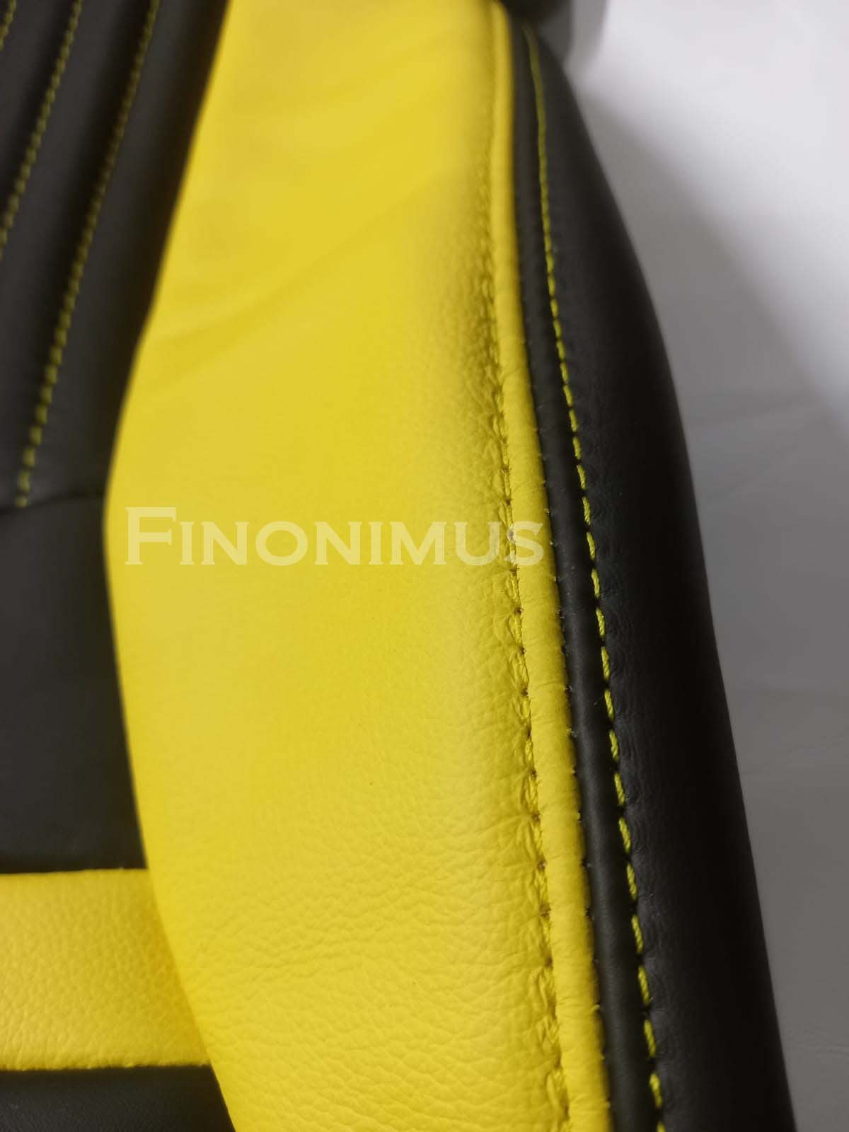Fit for C5 Corvette Sports seat cover Genuine Leather ; Velocity Yellow / Black (Year 1997 to 2004) - Custom Order with Centre Console.