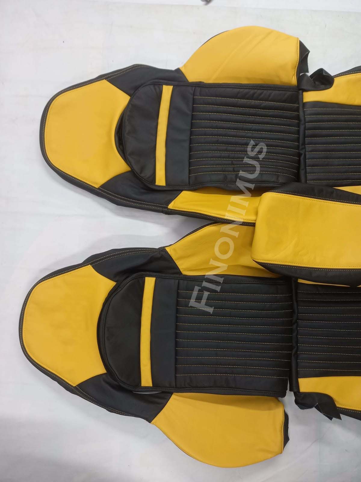 Fit for C5 Corvette Sports seat cover Genuine Leather ; Millennium Yellow / Black (Year 1997 to 2004) - Custom Order with Centre Console.