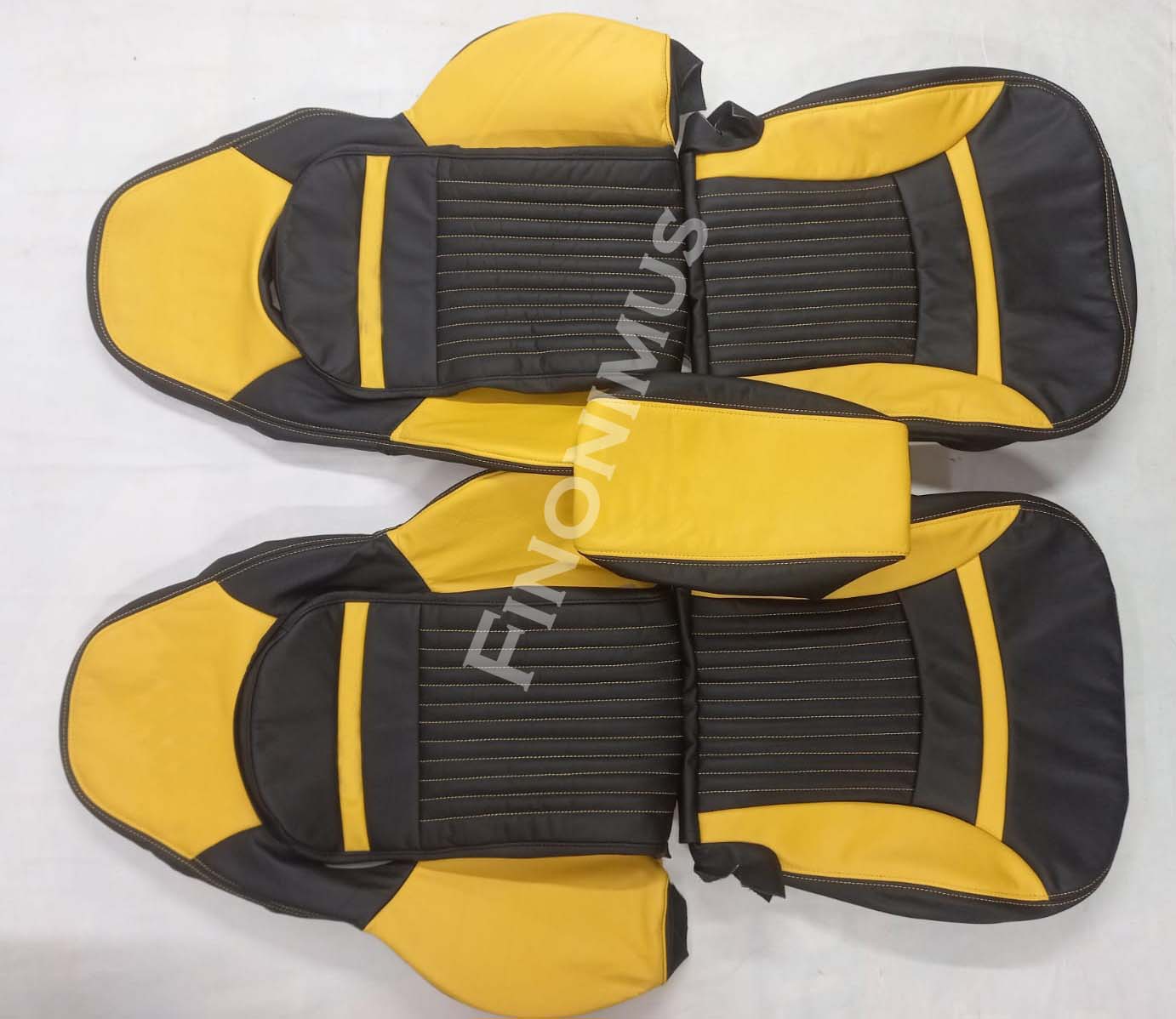 Fit for C5 Corvette Sports seat cover Genuine Leather ; Millennium Yellow / Black (Year 1997 to 2004) - Custom Order with Centre Console.