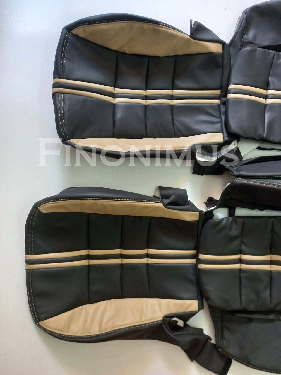 Perfect fit for Corvette C6 Sports 2005-2011 - Synthetic Leather Replacement Seat Cover - Black/Oak