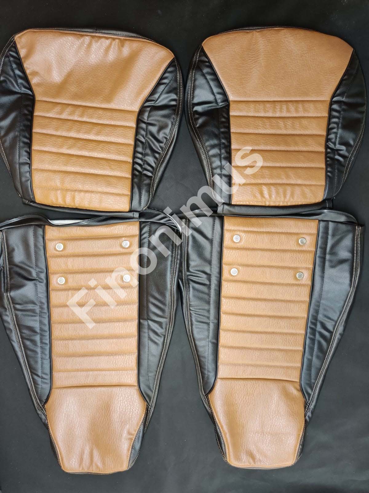 Datsun 240Z or 260Z or 280Z - (Year 1970 to 1978) - Synthetic Leather Black & Mustard - Seat Covers - Bubble Texture Like Original