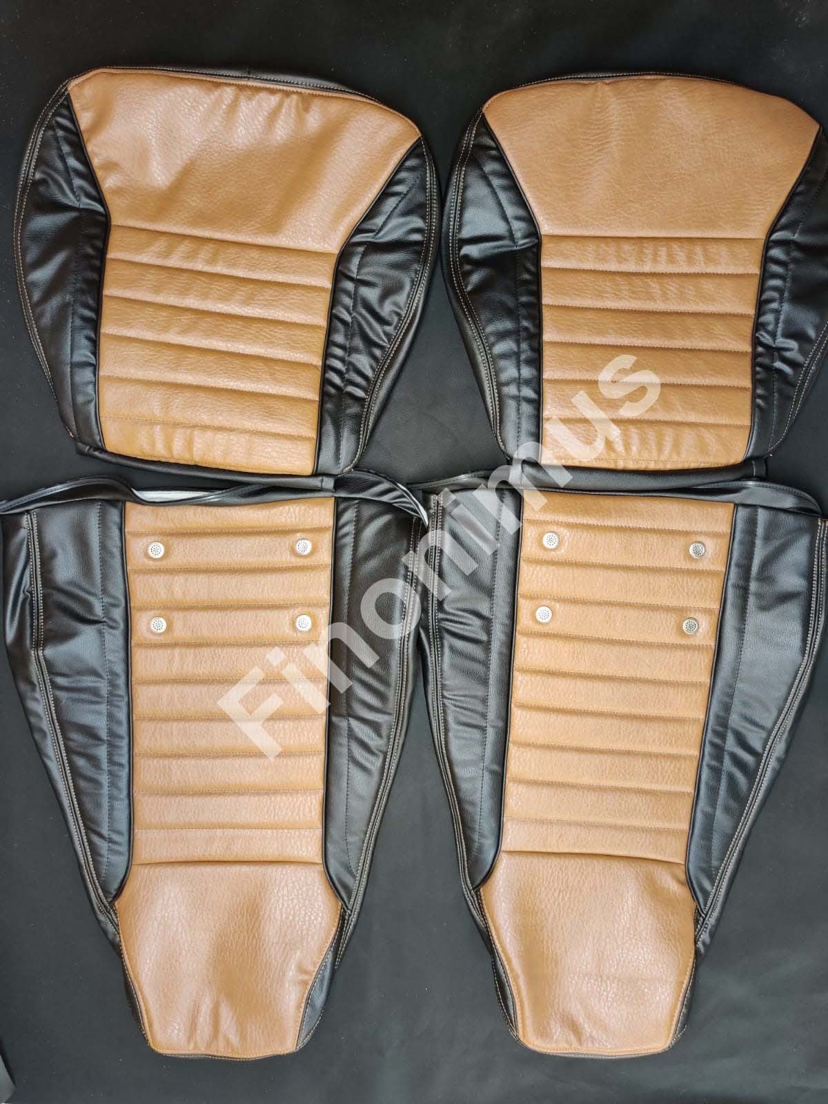 Datsun 240Z or 260Z or 280Z - (Year 1970 to 1978) - Synthetic Leather Black & Mustard - Seat Covers - Bubble Texture Like Original