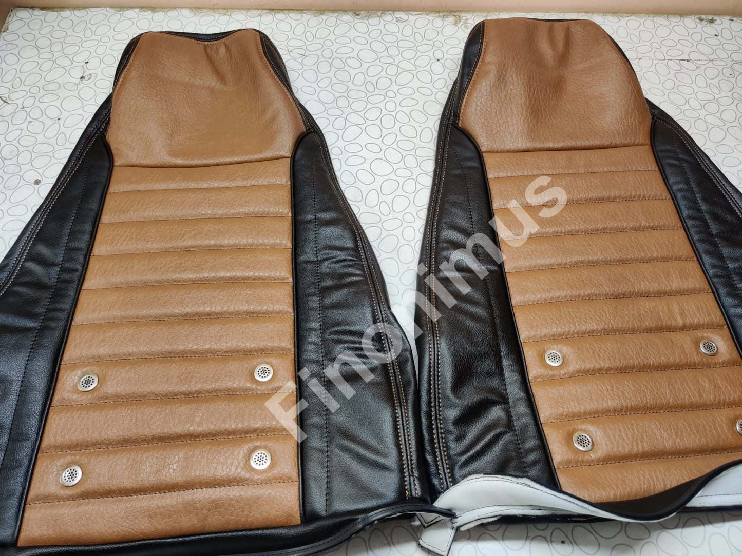 Datsun 240Z or 260Z or 280Z - (Year 1970 to 1978) - Synthetic Leather Black & Mustard - Seat Covers - Bubble Texture Like Original