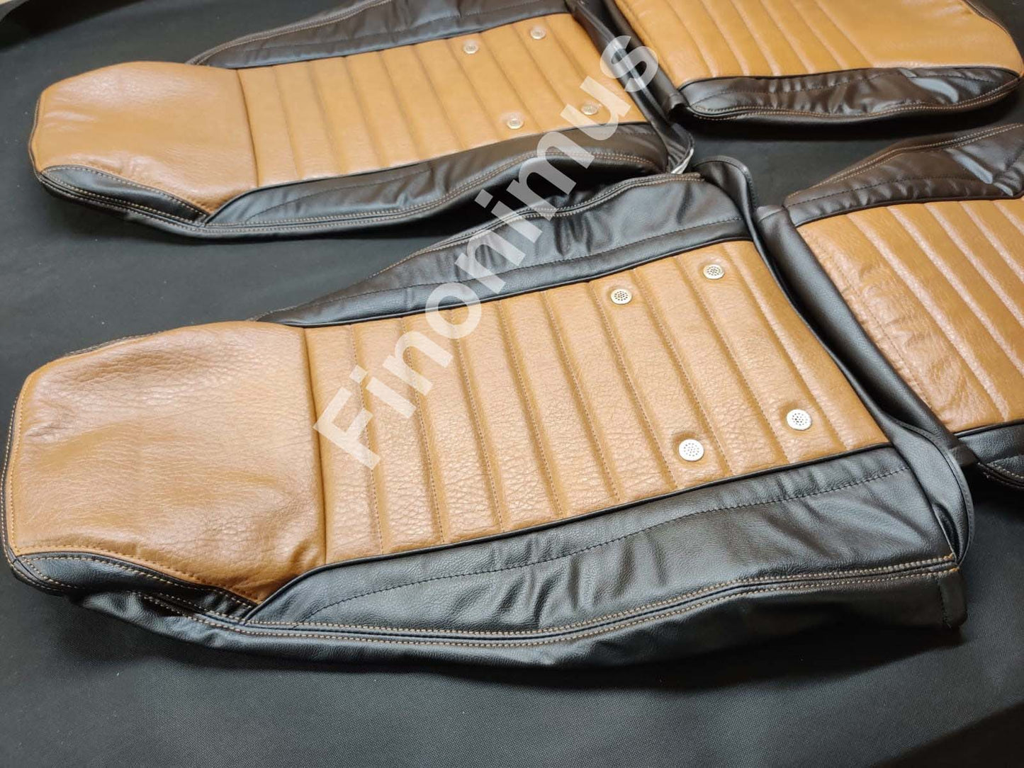 Datsun 240Z or 260Z or 280Z - (Year 1970 to 1978) - Synthetic Leather Black & Mustard - Seat Covers - Bubble Texture Like Original