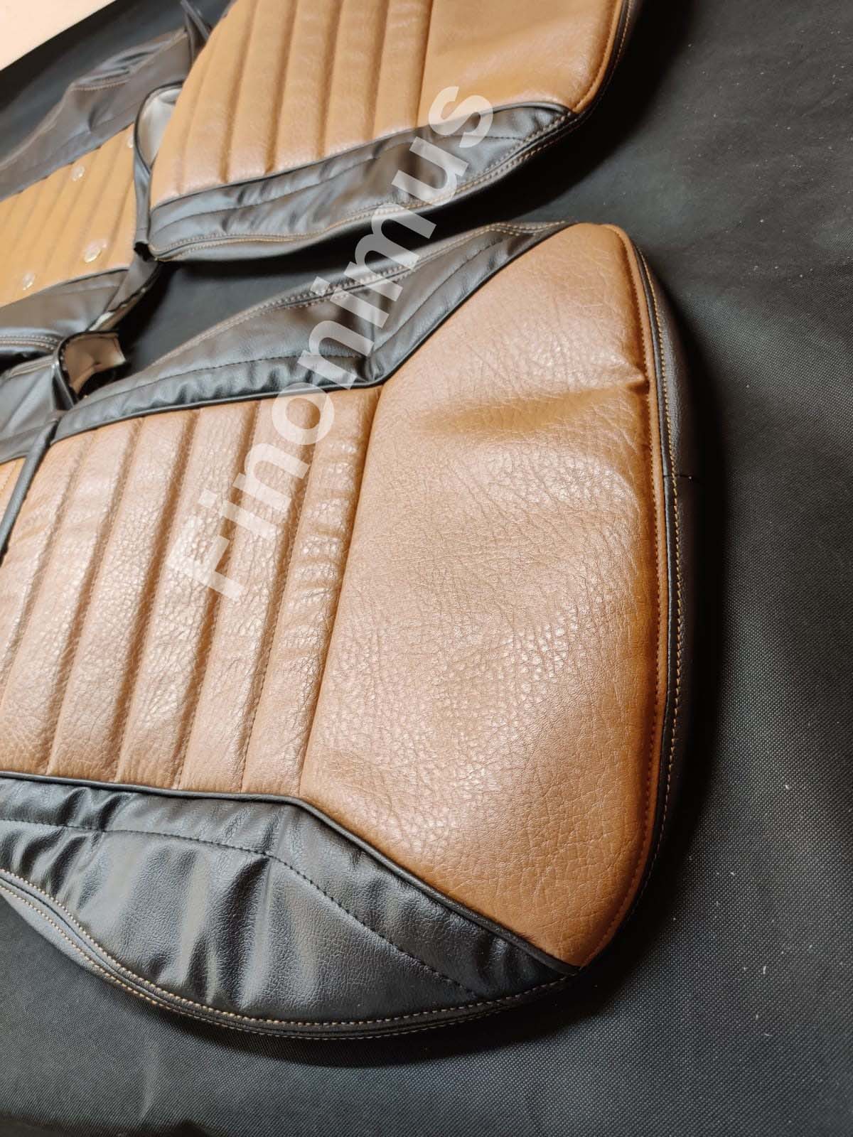Datsun 240Z or 260Z or 280Z - (Year 1970 to 1978) - Synthetic Leather Black & Mustard - Seat Covers - Bubble Texture Like Original