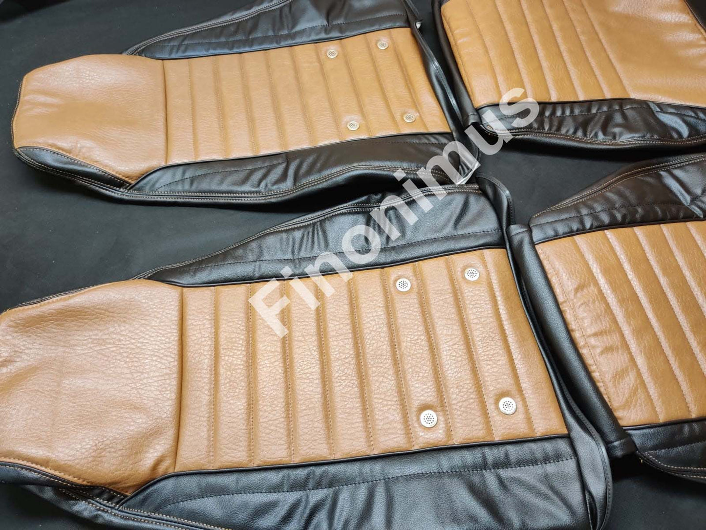 Datsun 240Z or 260Z or 280Z - (Year 1970 to 1978) - Synthetic Leather Black & Mustard - Seat Covers - Bubble Texture Like Original