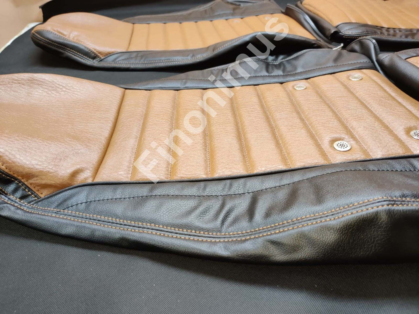 Datsun 240Z or 260Z or 280Z - (Year 1970 to 1978) - Synthetic Leather Black & Mustard - Seat Covers - Bubble Texture Like Original