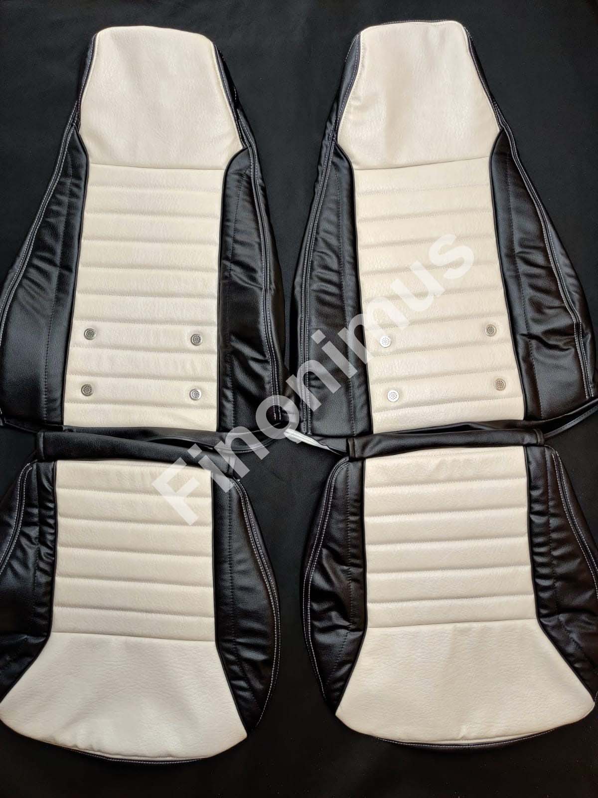 Datsun 240Z or 260Z or 280Z - (Year 1970 to 1978) - Synthetic Leather Black & Light Beige - Seat Covers - Bubble Texture Like Original
