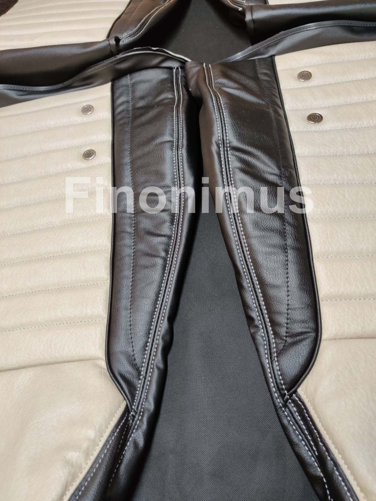 Datsun 240Z or 260Z or 280Z - (Year 1970 to 1978) - Synthetic Leather Black & Light Beige - Seat Covers - Bubble Texture Like Original