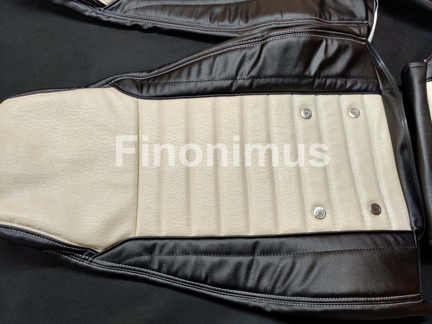 Datsun 240Z or 260Z or 280Z - (Year 1970 to 1978) - Synthetic Leather Black & Light Beige - Seat Covers - Bubble Texture Like Original
