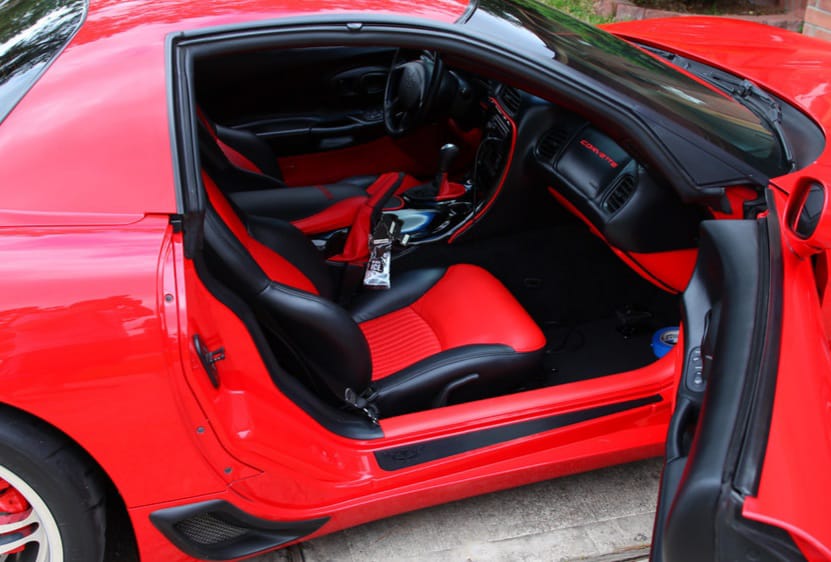 Fit for Corvette C5 - Z06 Synthetic Leather Seat Cover (Year 1997 to 2004) Black/Red