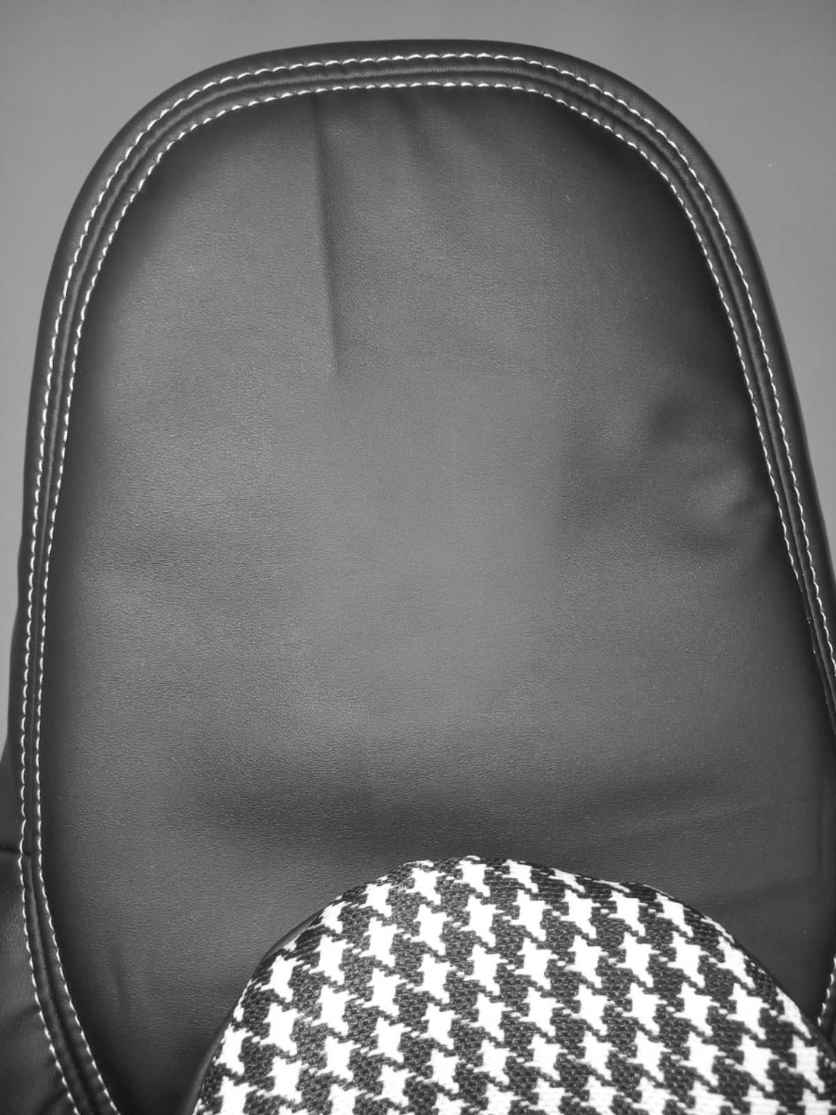 Perfect fit for Porsche Boxster - Genuine Leather + Pepita/ houndstooth Fabric - Seat Cover