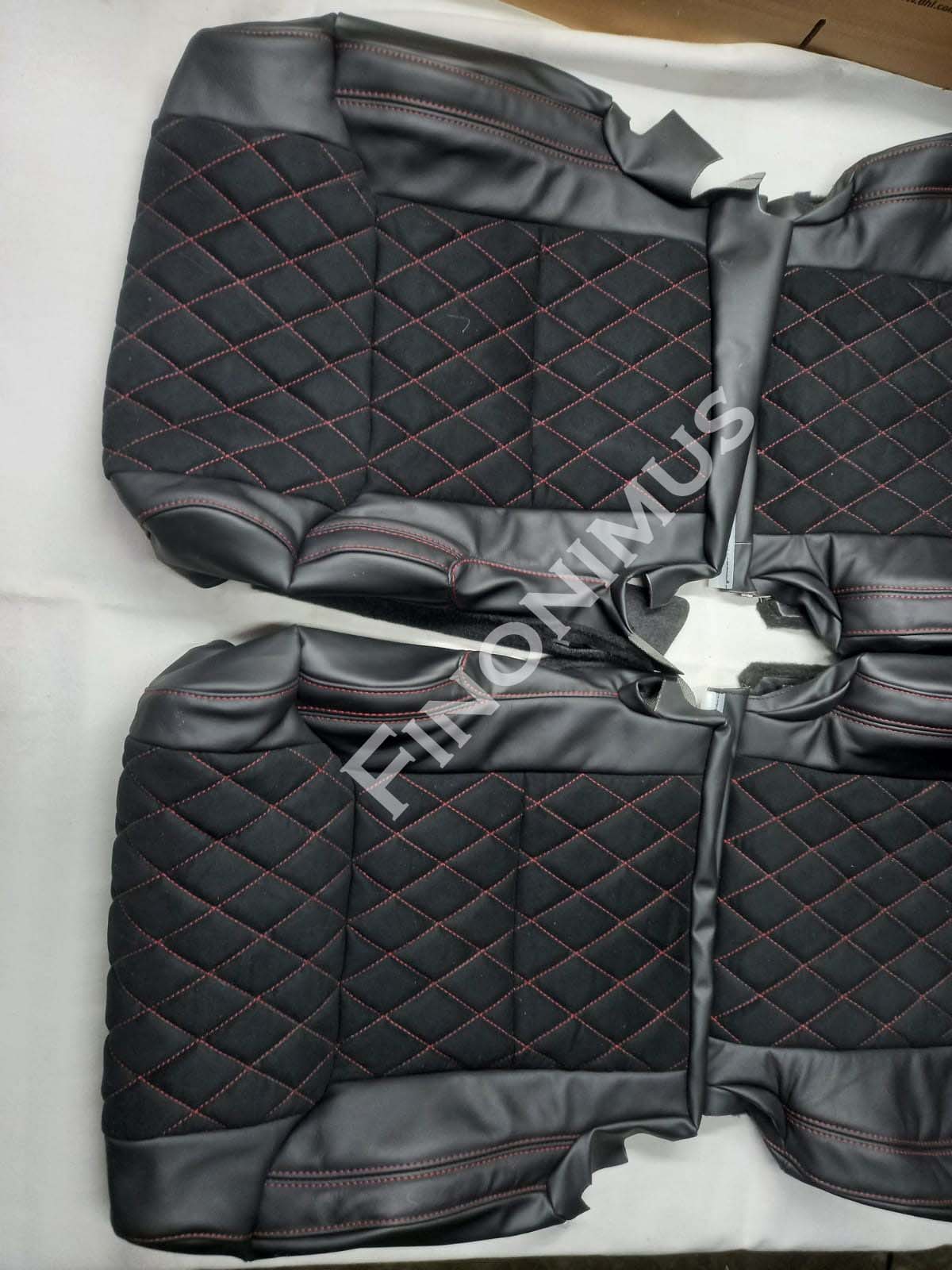 Toyota Tundra Genuine Leather with Alcantara/Suede Seat Cover Black (Year 2014 to 2021)