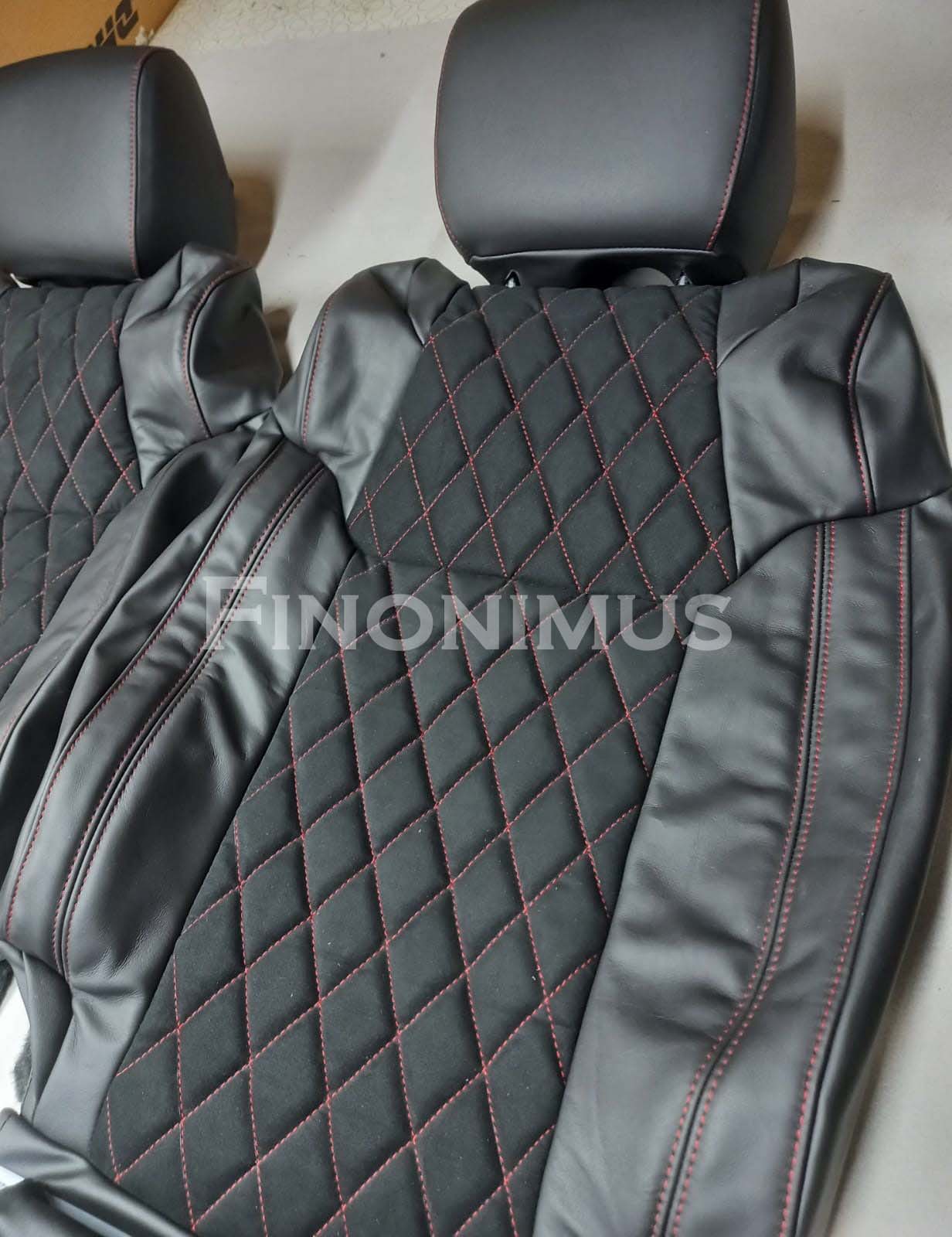 Toyota Tundra Genuine Leather with Alcantara/Suede Seat Cover Black (Year 2014 to 2021)