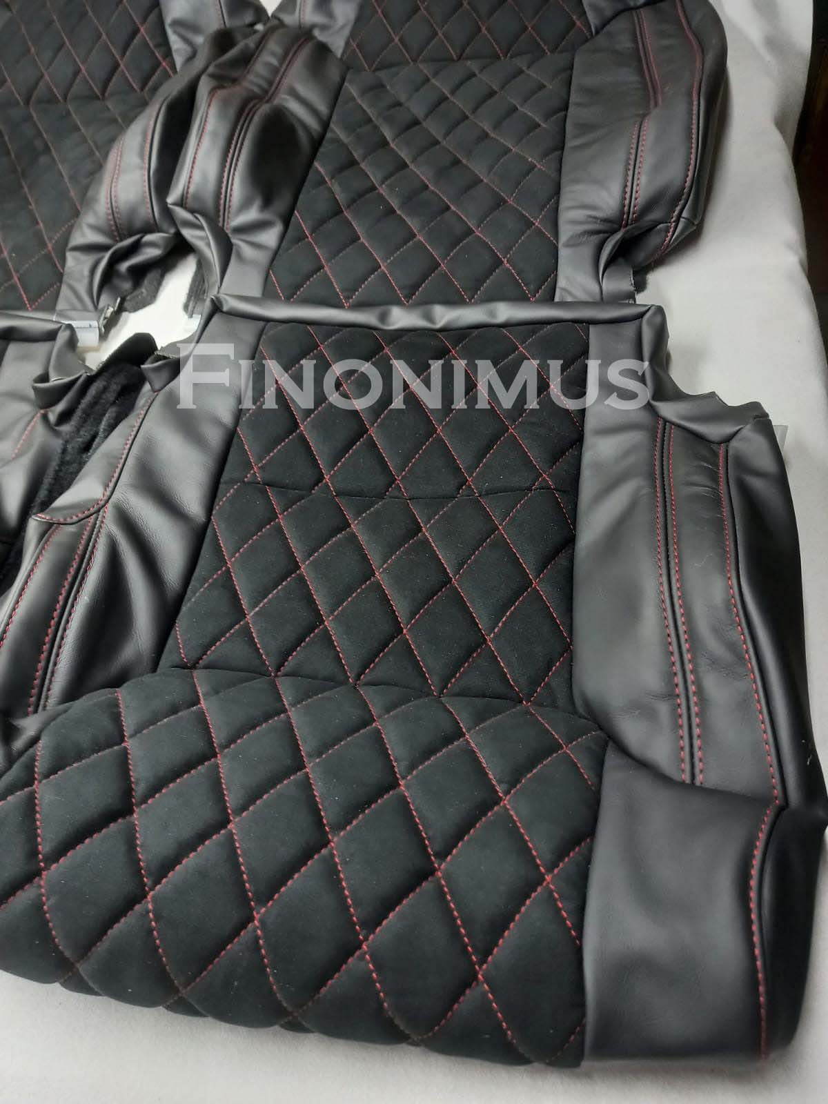 Toyota Tundra Genuine Leather with Alcantara/Suede Seat Cover Black (Year 2014 to 2021)