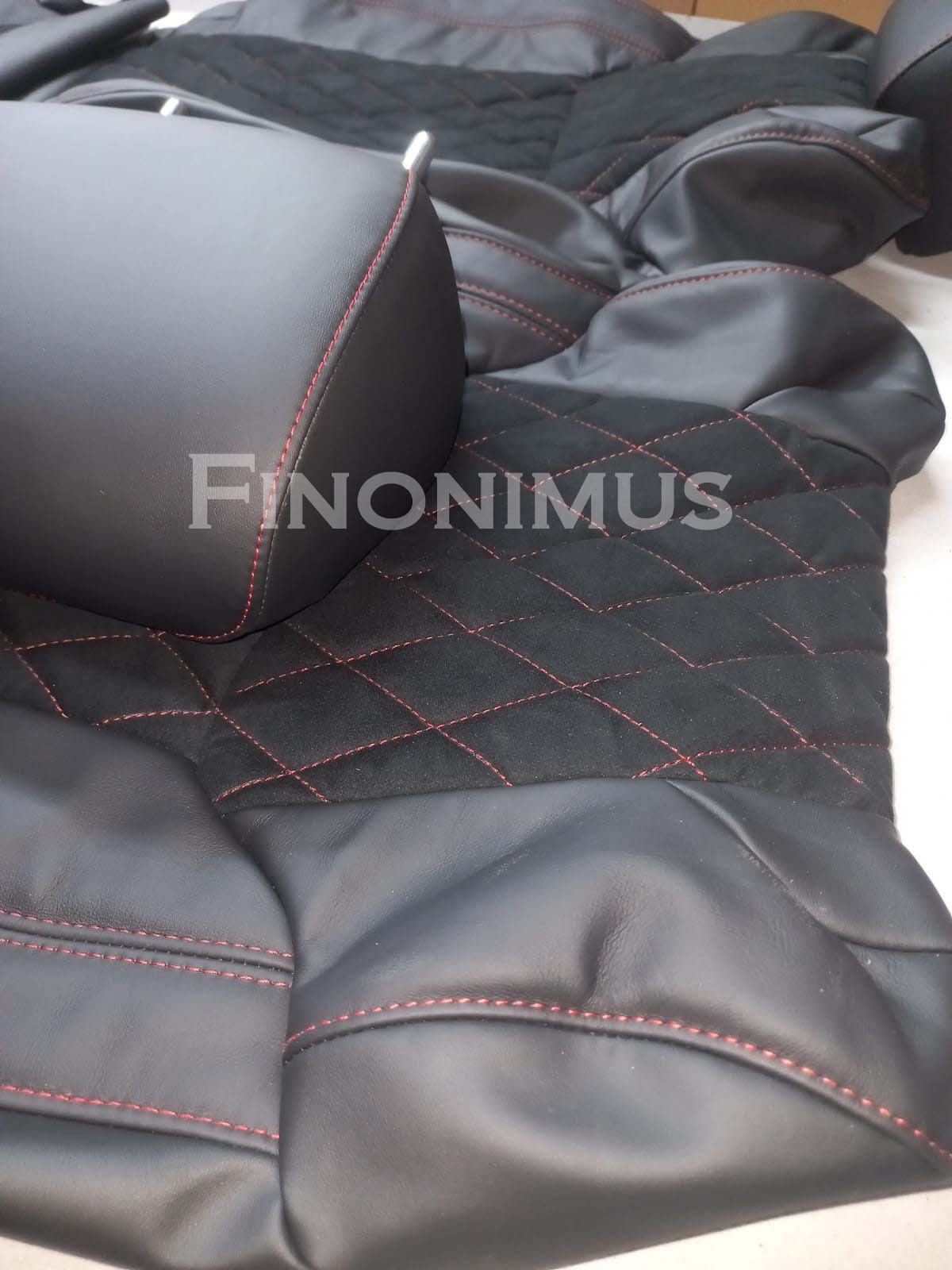 Toyota Tundra Genuine Leather with Alcantara/Suede Seat Cover Black (Year 2014 to 2021)