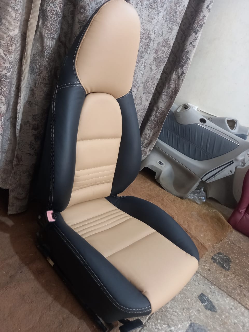 Fit for Porsche Boxster Standard Genuine Leather Seat Cover BLACK & OAK (1997 to 2004)