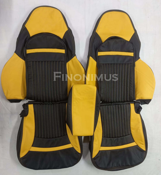 Fit for C5 Corvette Sports seat cover Genuine Leather ; Millennium Yellow / Black (Year 1997 to 2004) - Custom Order with Centre Console.