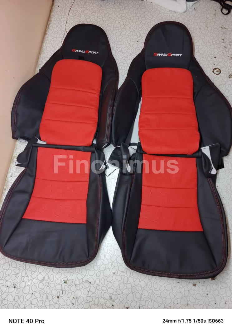 Ajustement parfait pour Corvette C6 Sports 2005-2011 – Housse de siège de rechange en cuir synthétique – Noir/chêne