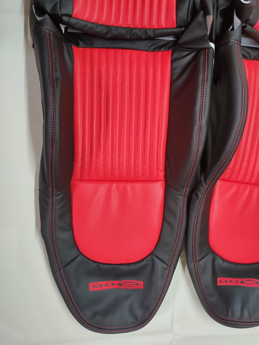 Corvette C5 - Z06 Synthetic Leather Seat Cover (Year 1997 to 2004) Black/Red