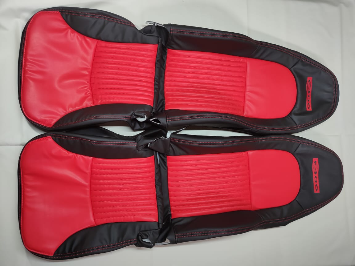 Housse de siège en cuir synthétique Corvette C5 - Z06 (années 1997 à 2004) noir/rouge