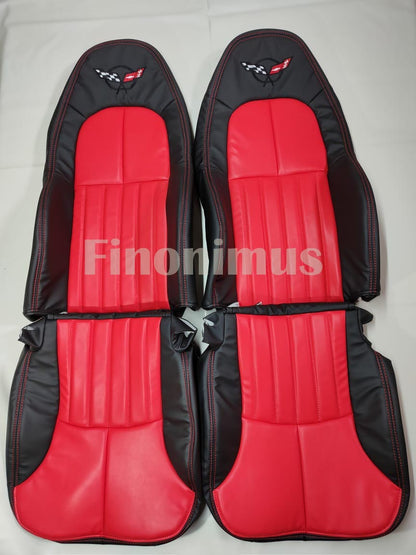 C5 Corvette Standard seat cover Synthetic leather ; Red/Black (Year 1997 to 2004)