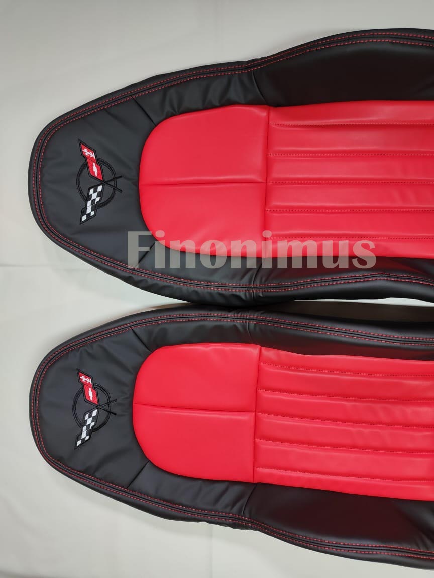 C5 Corvette Standard seat cover Synthetic leather ; Red/Black (Year 1997 to 2004)