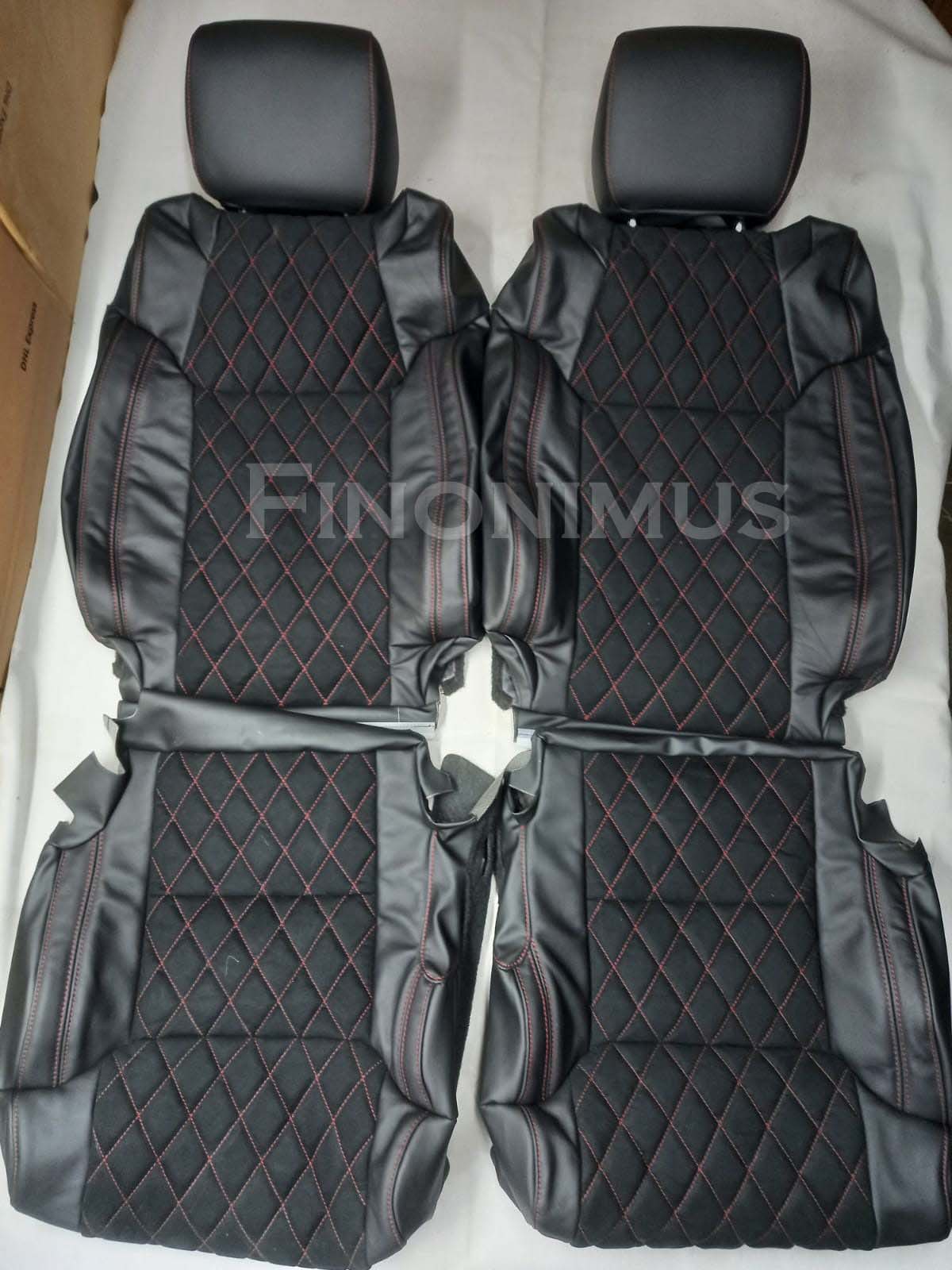 Toyota Tundra Genuine Leather with Alcantara/Suede Seat Cover Black (Year 2014 to 2021)